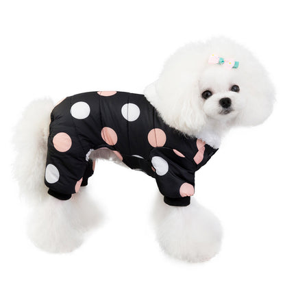 Warm big polka dot four-leg cotton coat