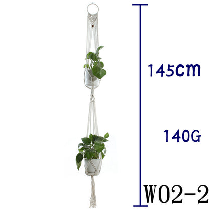 Flower Pot Net Bag Beige Cotton Rope Indoor Plant Hanger Hanging Basket Sling