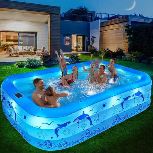 "Oversized Family Swimming Pool with Lights: 105"X65"X25'' 