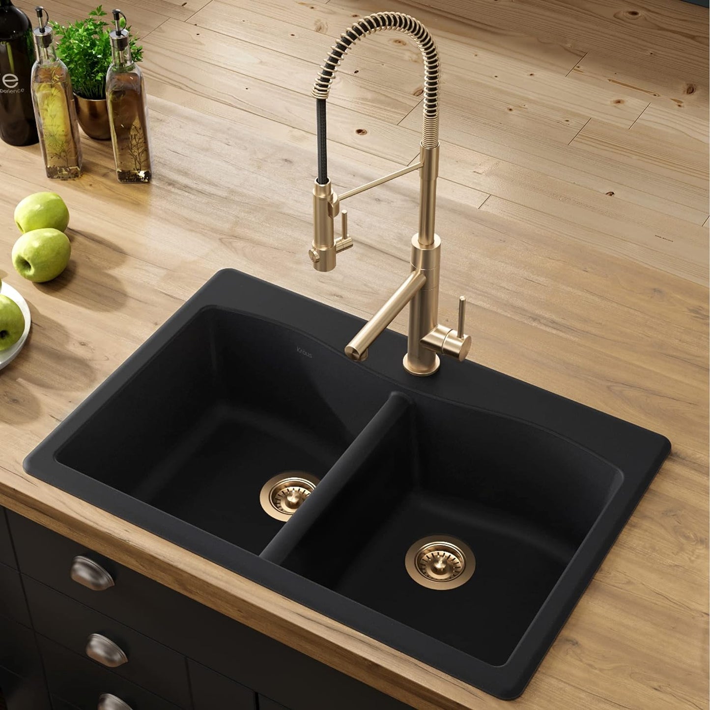 KRAUS Forteza 33" Drop-In/Undermount Double Bowl Kitchen Sink - Black