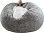 Bean Bag Chair Coverit Was Only A Cover, Not A Full Bean Bag Chair Cushion, Big Round Soft Fluffy PV Velvet Sofa Bed Cover, Living Room Furniture, Lazy Sofa Bed Cover,6ft Light Grey