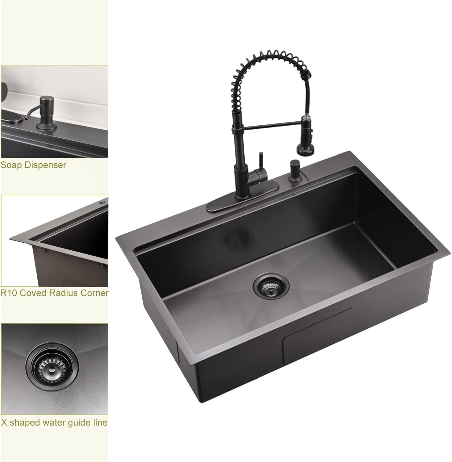 15X18 Black Stainless Steel Sink