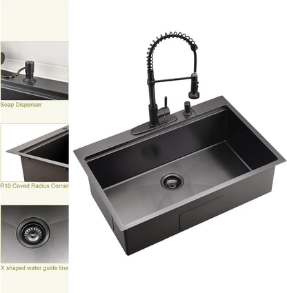 15X18 Black Stainless Steel Sink